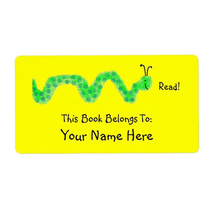 Book Worm, Bookplate Personalized Shipping Labels
