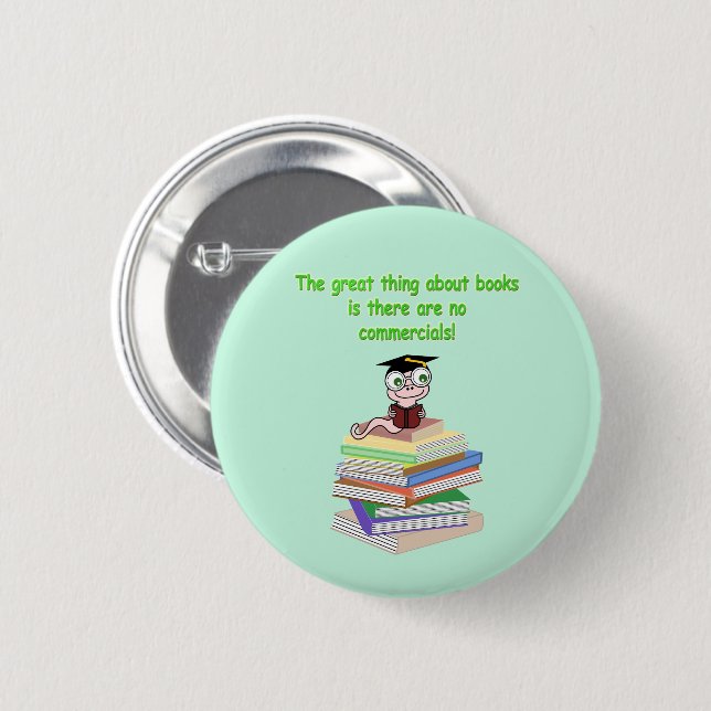 Book Worm Button (Front & Back)