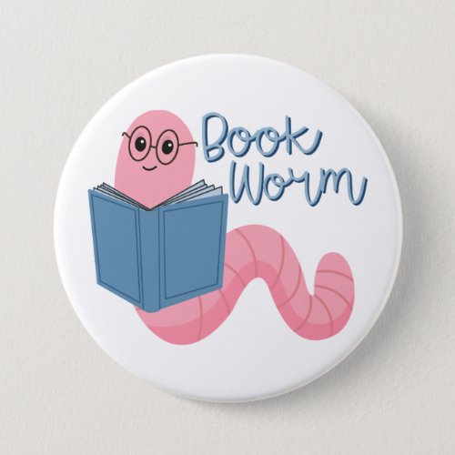 Book Worm Button For Book Lovers