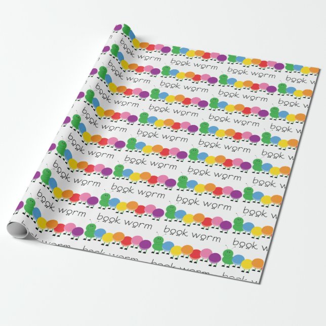 Book Worm Caterpillar Wrapping Paper (Unrolled)