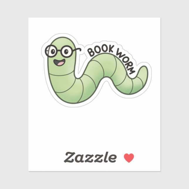 Book Worm Cute Bookish Book Lover Worm Sticker (Sheet)