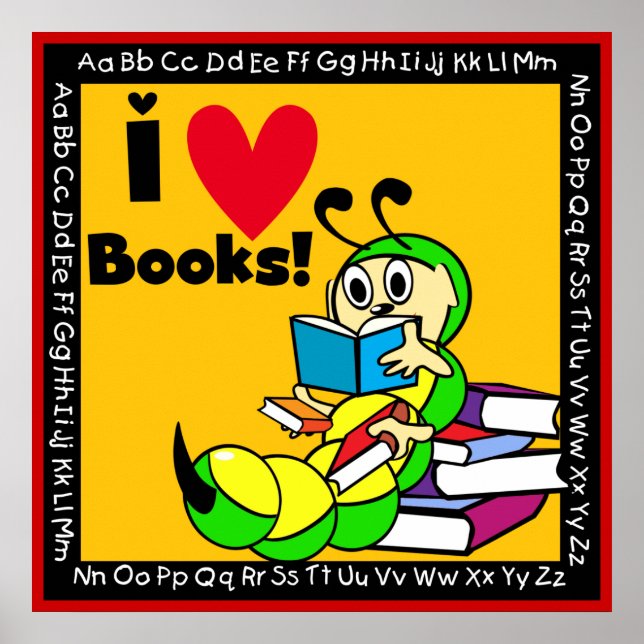 Book Worm I Love Books Poster (Front)