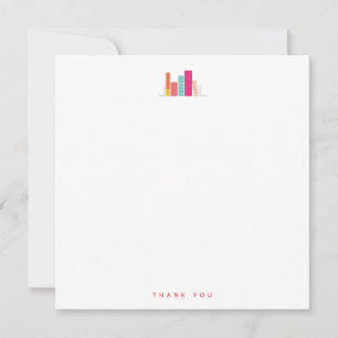 Book Worm in Coral & Pink Thank You Note Card