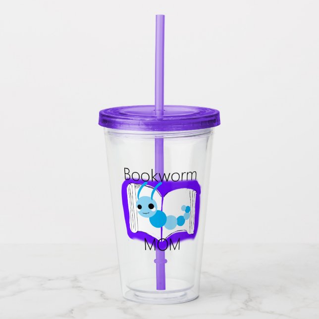 Book Worm Mom Acrylic Tumbler (Front)