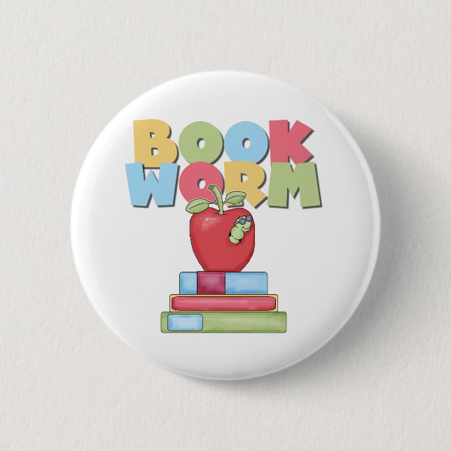 Book Worm Pinback Button (Front)
