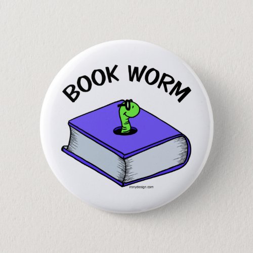 Book Worm Pinback Button