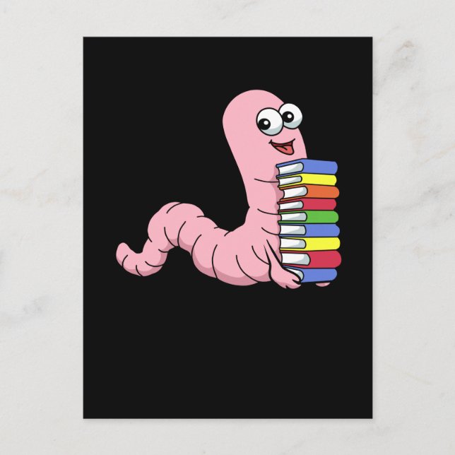 Book Worm Reading Books Gift Kids Bookworm Postcard (Front)