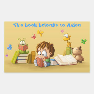 Book Worm Rectangular Sticker