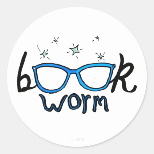 Book worm sticker