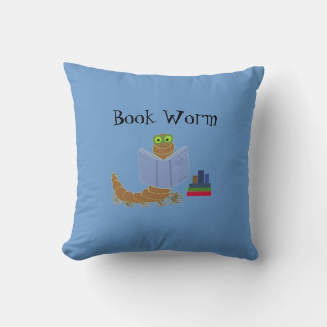 Book Worm Throw Pillow (Front)