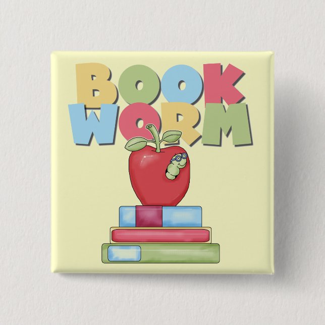 Book Worm Tshirts and Gifts Button (Front)