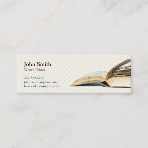 Customizable Book Writer/Editor business card