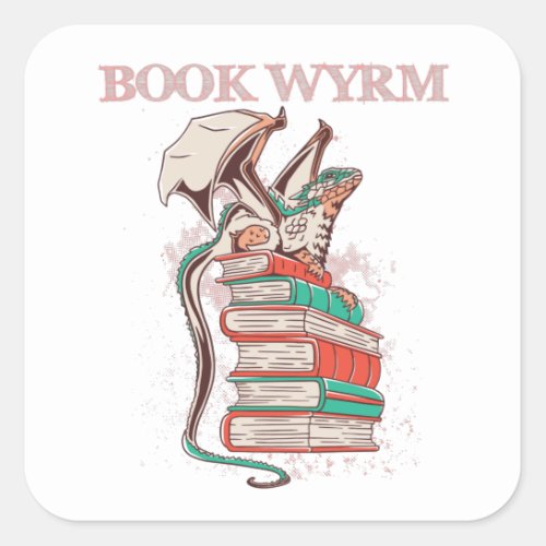 Book Wyrm Square Sticker