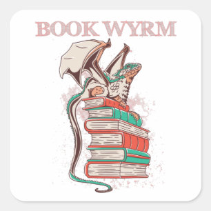 Book Wyrm Square Sticker