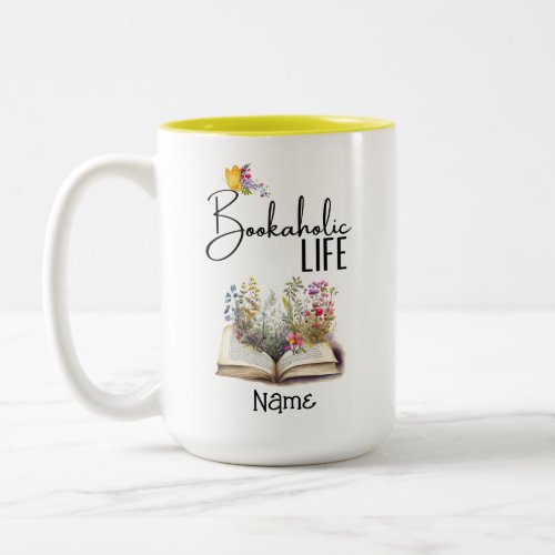 Bookaholic Book Lovers Cute and Trendy Two_Tone Coffee Mug