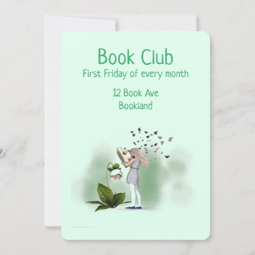 Bookclub group book session book party invitation