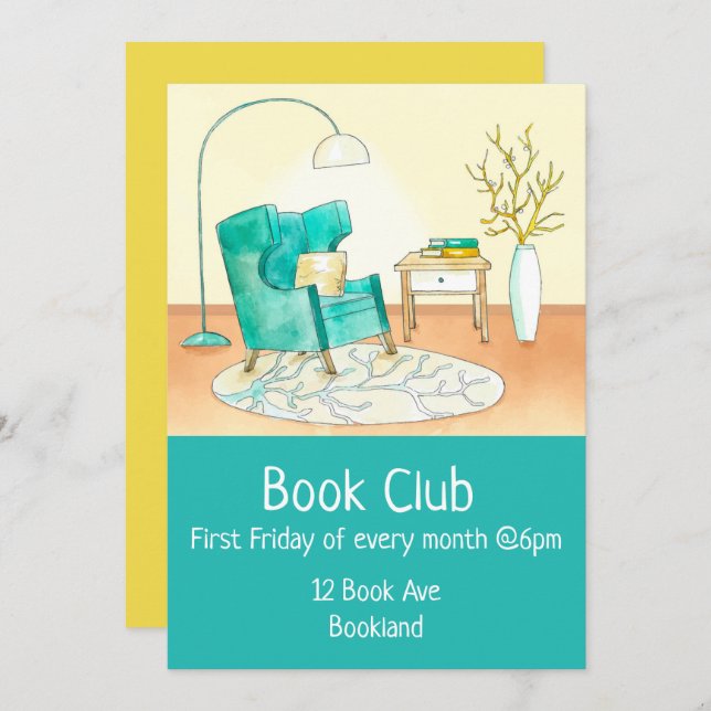 Bookclub group book session invitation (Front/Back)