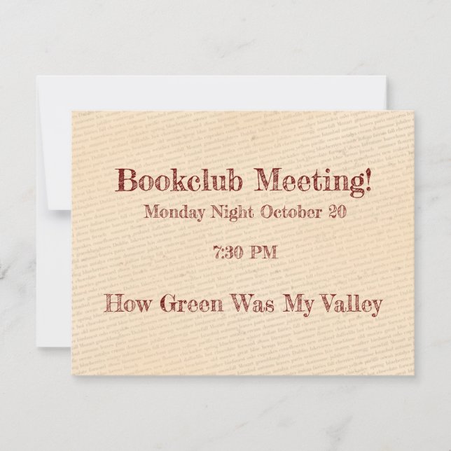 Bookclub Reminder  (Front)