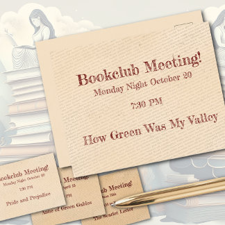 Bookclub Reminder  Postcard