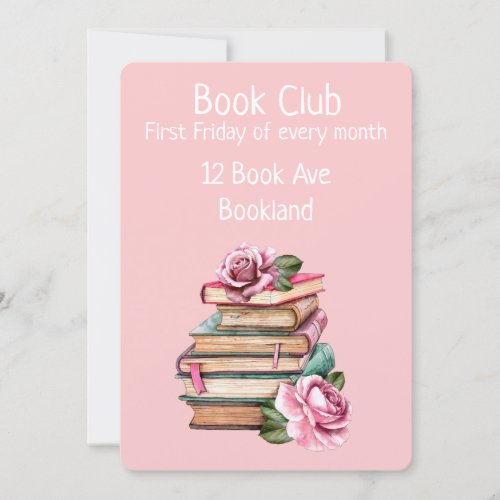 Bookclub romantic group book session invitation