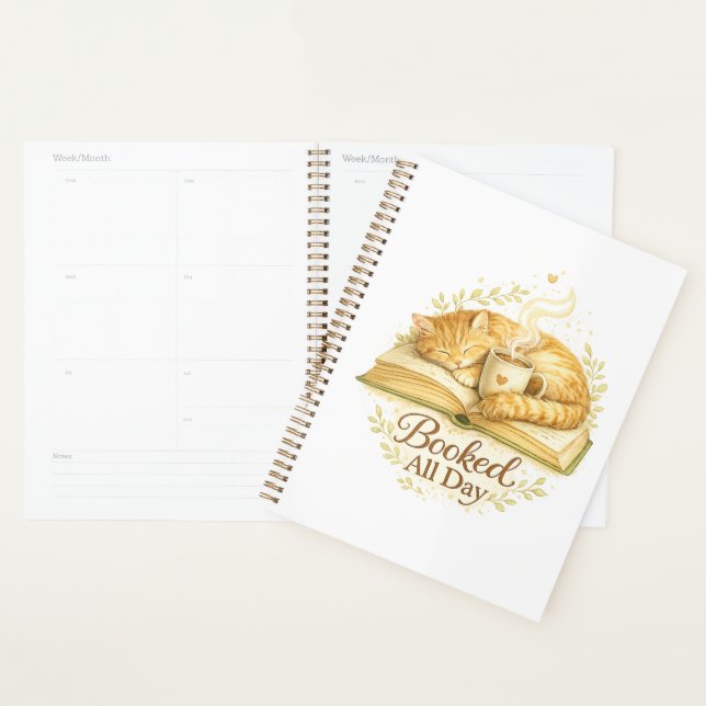 Booked All Day | Cozy Cat Reading notebook planner (Display)