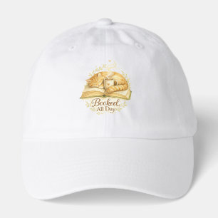 Booked All Day Cozy Cat Reading Watercolor Hat