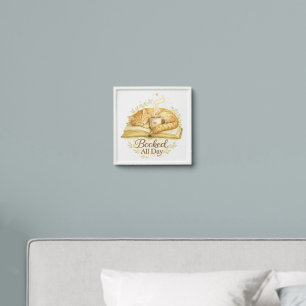 Booked All Day Cozy Cat Reading Watercolor Peel And Stick Photo Tile