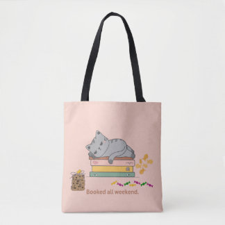 Booked All Weekend Cat Tote Bag