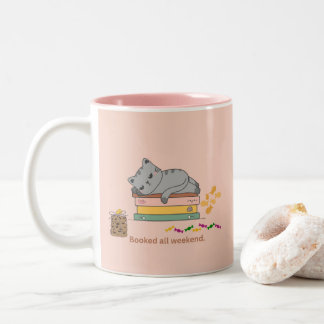 Booked All Weekend Cat Two-Tone Coffee Mug