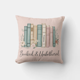 Booked and Unbothered Cozy Reading Nook Book Lover Throw Pillow