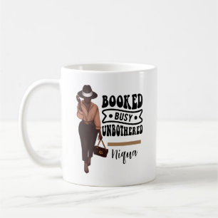 Booked Busy Unbothered Personalized Melanin Girl Coffee Mug
