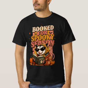 Booked for Spooky Season Cute Opossum Reading  T-Shirt