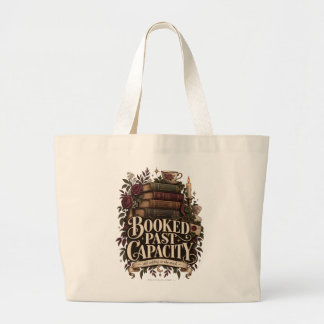 Booked Past Capacity Vintage Book Lover Tote Bag