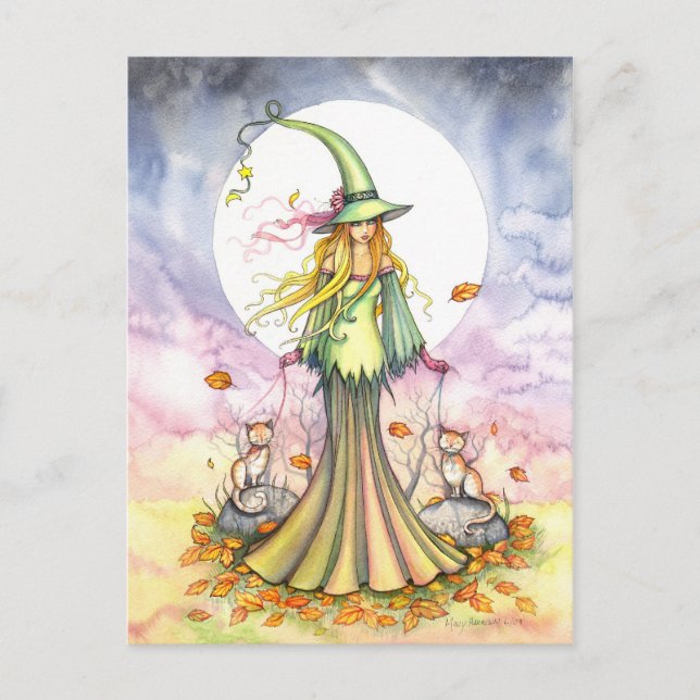 Bookends Autumn Witch Postcard (Front)