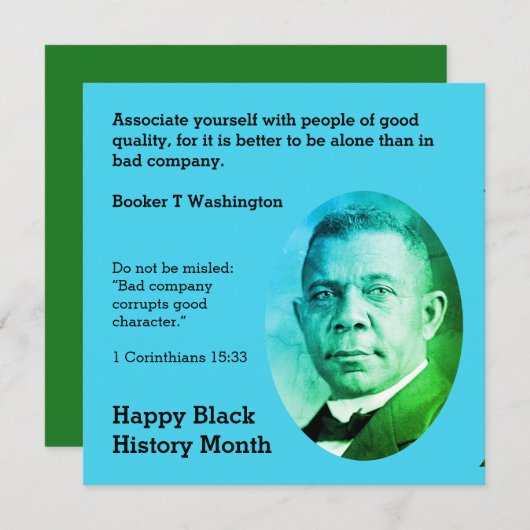 BOOKER T WASHINGTON Motivational Scripture Quote (Front/Back)