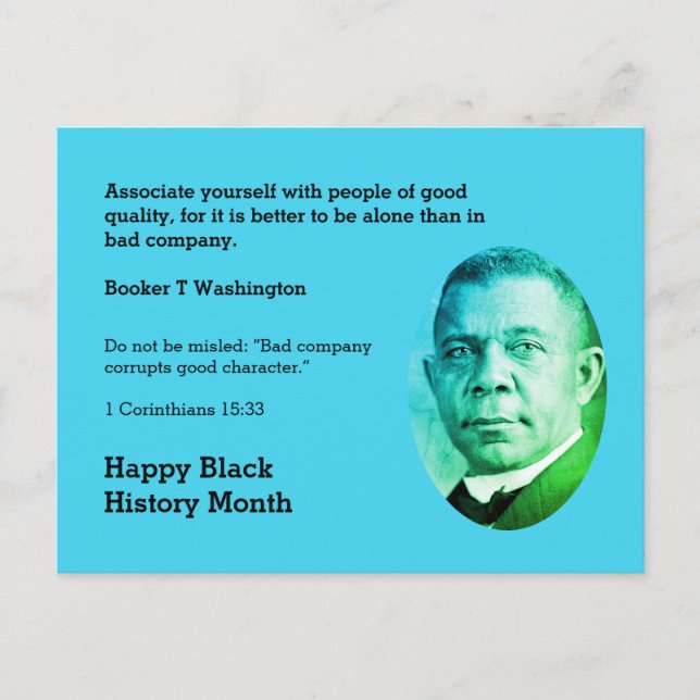 BOOKER T WASHINGTON Motivational Scripture Quote Postcard (Front)