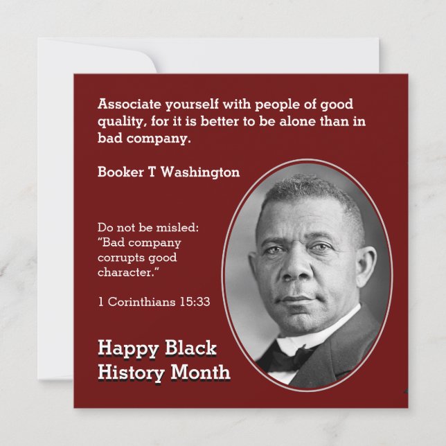BOOKER T WASHINGTON Quote Scripture Motivational (Front)