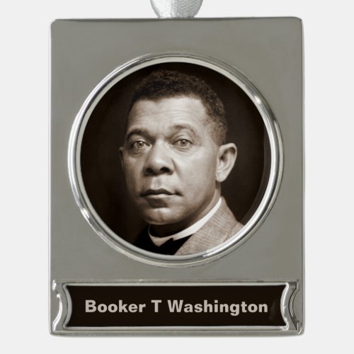 Booker T Washington The Great Accommodator Silver Plated Banner Ornament