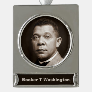 Booker Washington: African American Educator Silver Plated Banner Ornament