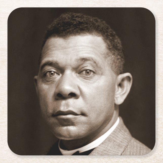 Booker Washington: African American Educator Square Paper Coaster (Front)