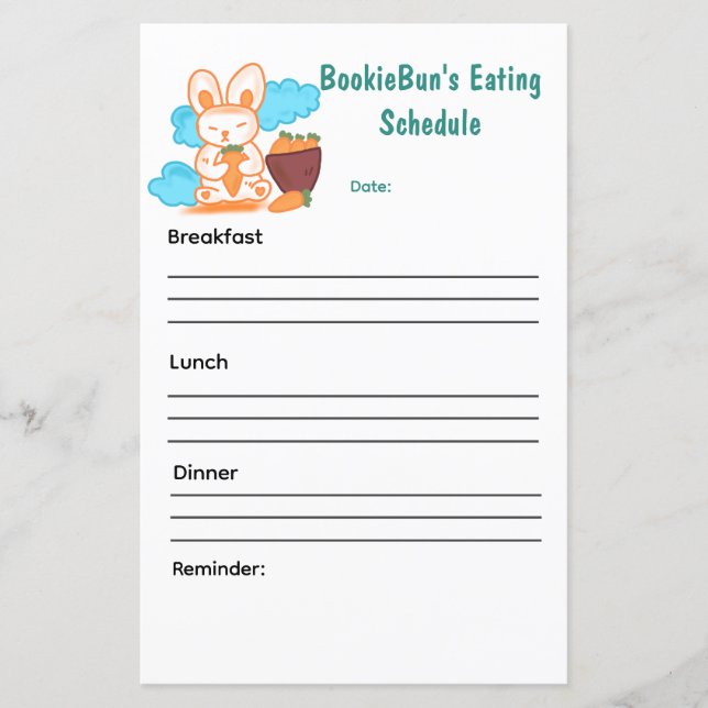 BookieBun's Eating Schedule (Front)