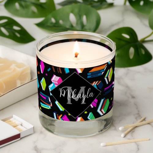 Booking It Colorful Monogrammed Scented Candle