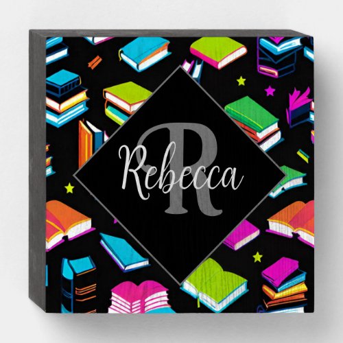 Booking It Colorful Monogrammed Wooden Box Sign