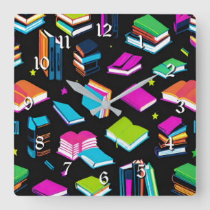 Booking It Colorful Square Wall Clock
