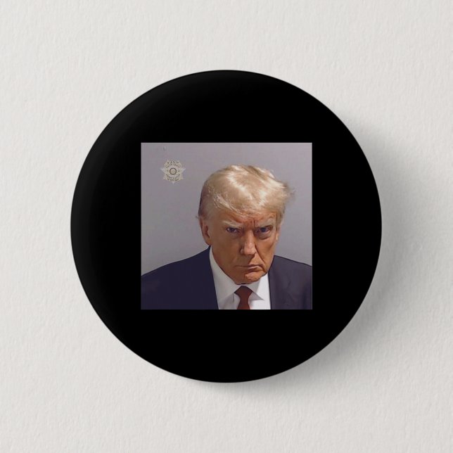 Booking Photo Of Donald Trump  Button (Front)
