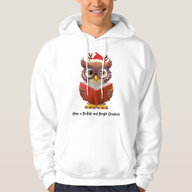 Bookish and Bright Christmas Book Lover Hoodie (Front)