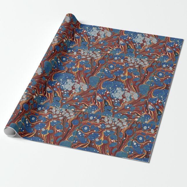 Bookish Antiquarian Marbled Wrapping Paper (Unrolled)