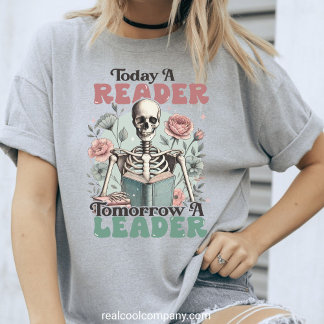 Bookish & Badass Skeleton Funny Reading Tee