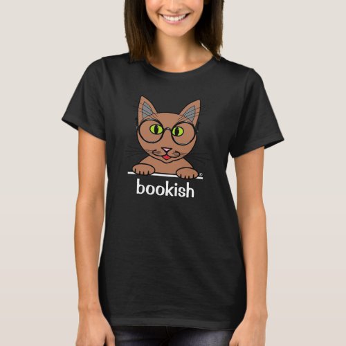 Bookish Bespectacled Cat Funny Cute T Shirt