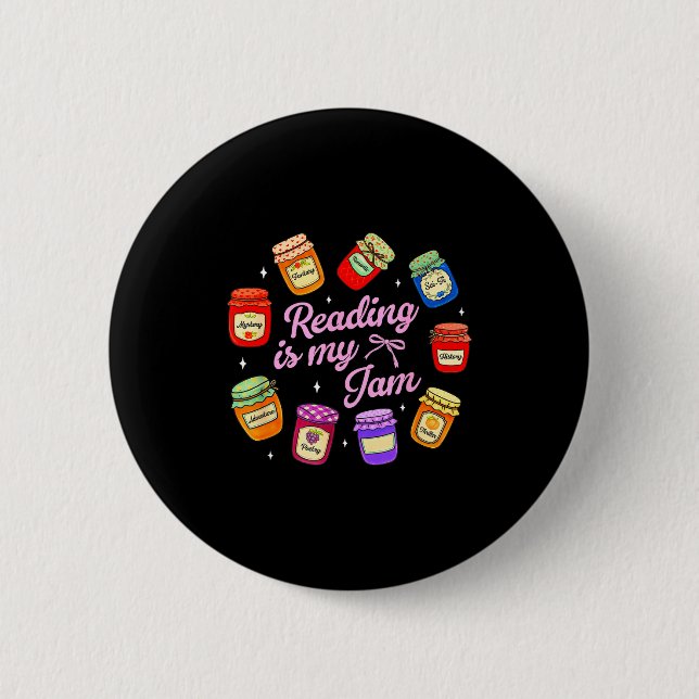 Bookish book lover librarian reader reading is jam button (Front)